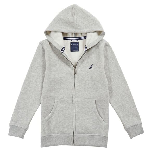 Nautica Hoodie Sweatshirt Full Zip Light Gray Jacket Toddler Boys Sz M 5/6 - Picture 1 of 9